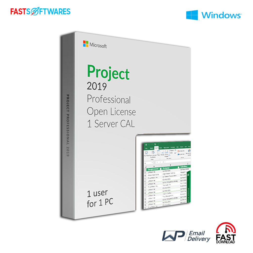 About 63 Microsoft Project 2019 Professional with 1 Server CAL Open License