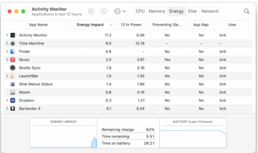 A Complete Beginners Guide: Task Manager For Mac 44 Energy Tab of the MacOS Task Manager