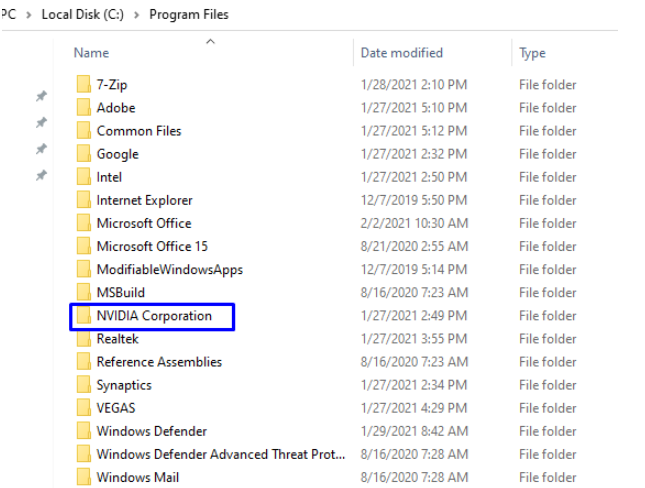 7 Methods To Show NVIDIA Control Panel On Windows 10 104 NVIDIA Corporation Folder