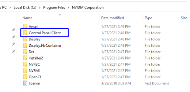 7 Methods To Show NVIDIA Control Panel On Windows 10 105 The Control Panel Client on the NVIDIA Corporation Folder
