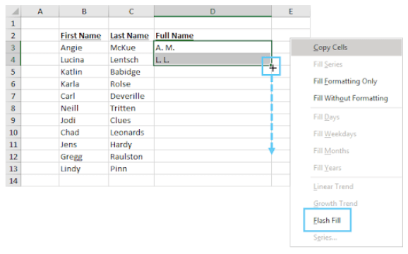 What is Flash Fill in Excel? You Must Know This 35 Place the mouse pointer in the previously selected cell in the bottom-right corner.
