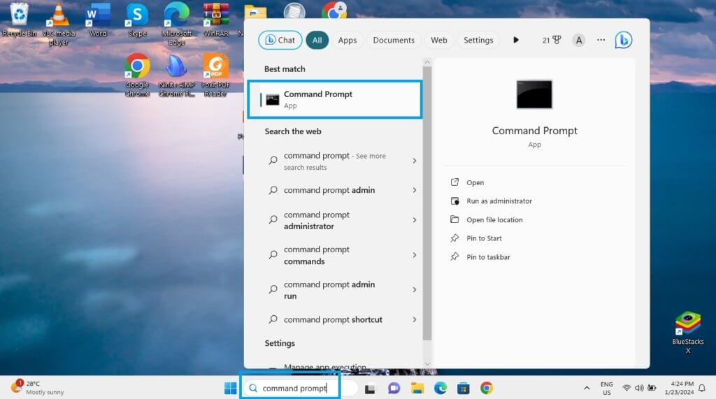 How To Hide Taskbar in Full Screen in Windows 10/11 50 Searching command prompt on Windows search bar