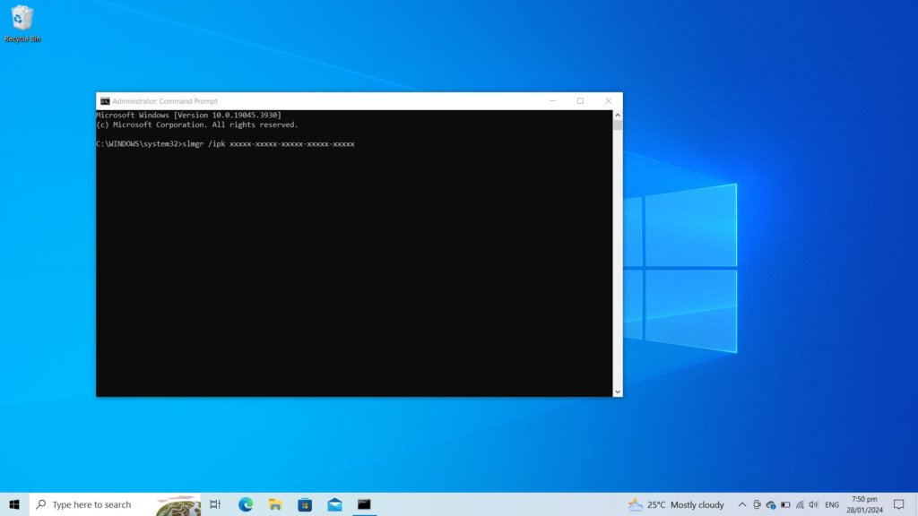 How to Connect Your Product Key to SLMGR and SLUI 26 Command Prompt showing in Desktop