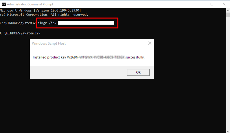 How to Connect Your Product Key to SLMGR and SLUI 28 Command prompt installed product key successfully
