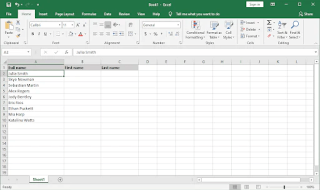 Efficient Excel Tips: How to Easily Separate First and Last Names 111 fastsoftwares how to separate first and last name in excel 01
